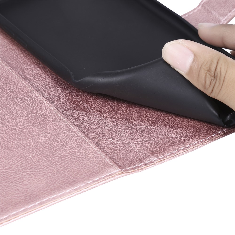 Pure Color Wallet Leather Shell Casing for Xiaomi Redmi 8 - Rose Gold-10