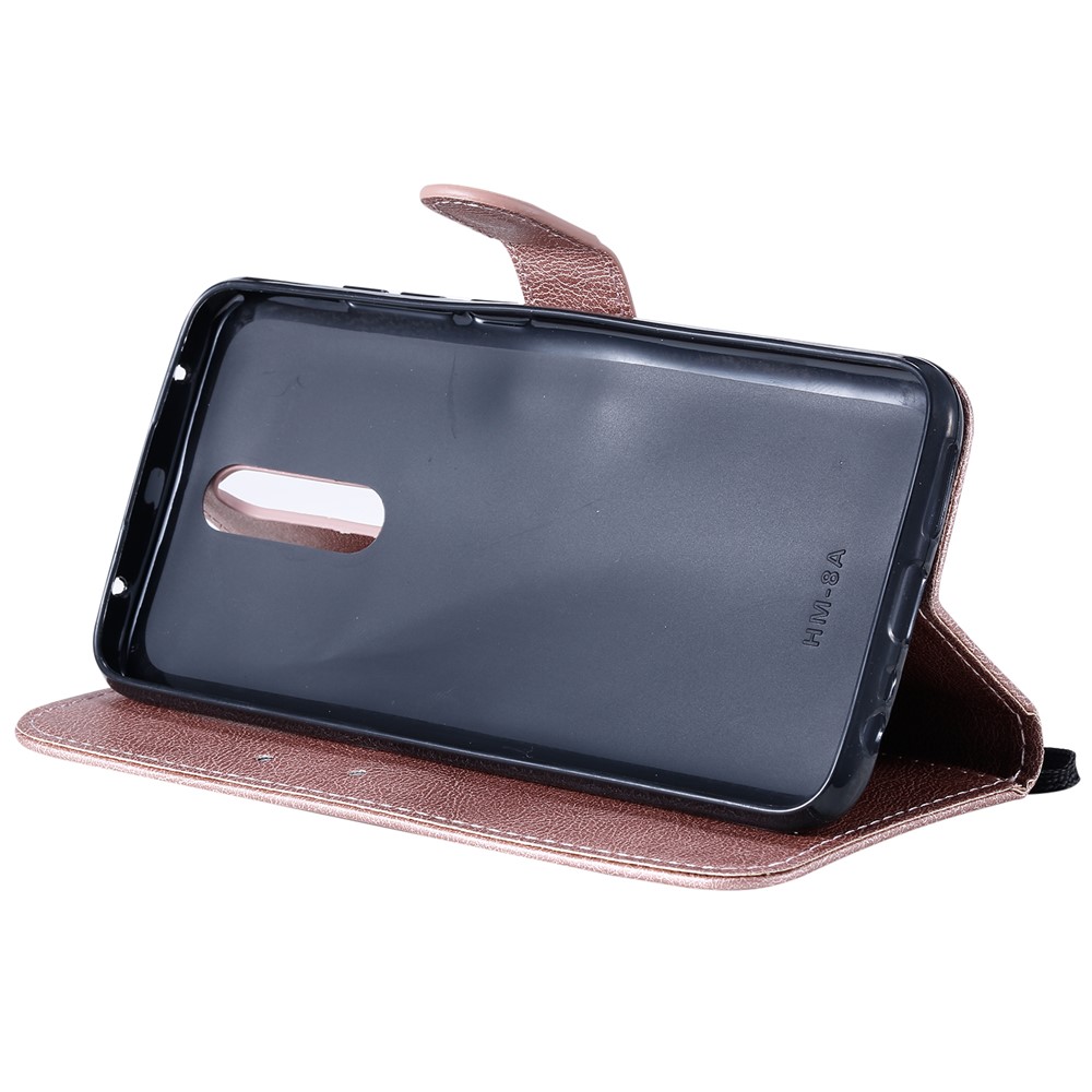 Pure Color Wallet Leather Shell Casing for Xiaomi Redmi 8 - Rose Gold-7