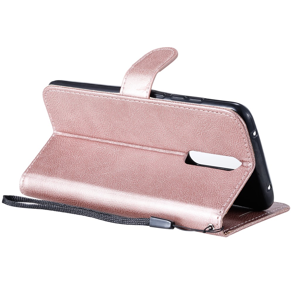 Pure Color Wallet Leather Shell Casing for Xiaomi Redmi 8 - Rose Gold-8