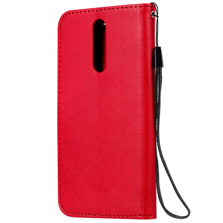 Reines Leder Schalengehäuse Farbenmappe Für Xiaomi Redmi 8 - Rot-3