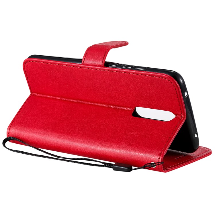 Reines Leder Schalengehäuse Farbenmappe Für Xiaomi Redmi 8 - Rot-8