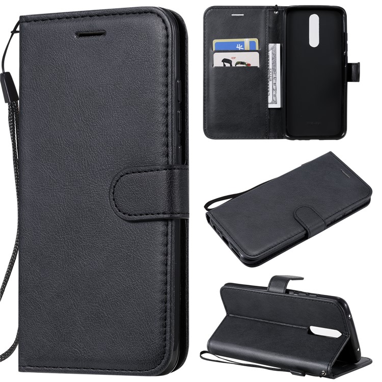 Pure Color Wallet Leather Shell Casing for Xiaomi Redmi 8 - Black-1