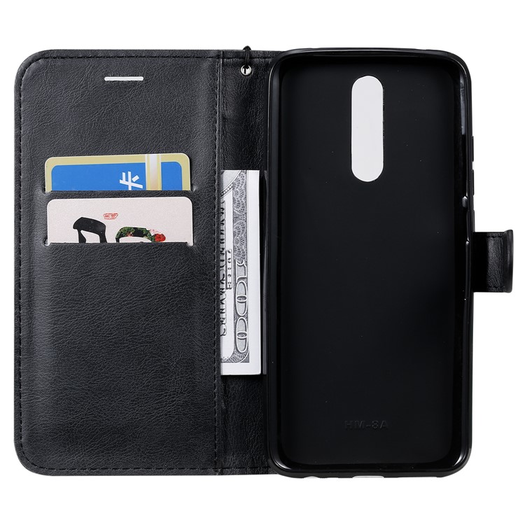 Pure Color Wallet Leather Shell Casing for Xiaomi Redmi 8 - Black-4