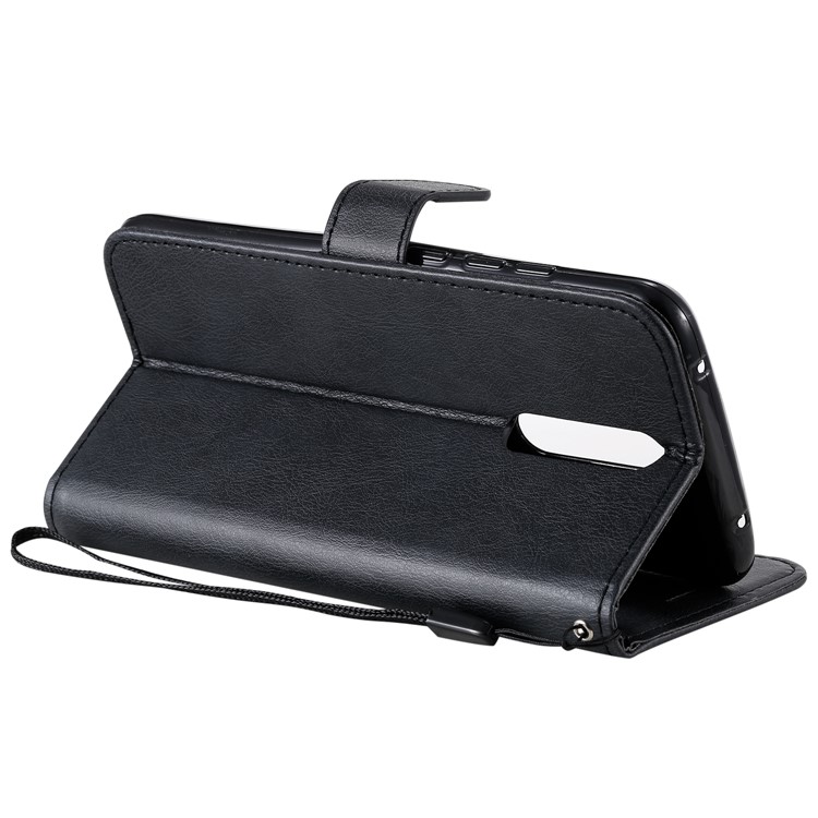 Pure Color Wallet Leather Shell Casing for Xiaomi Redmi 8 - Black-8