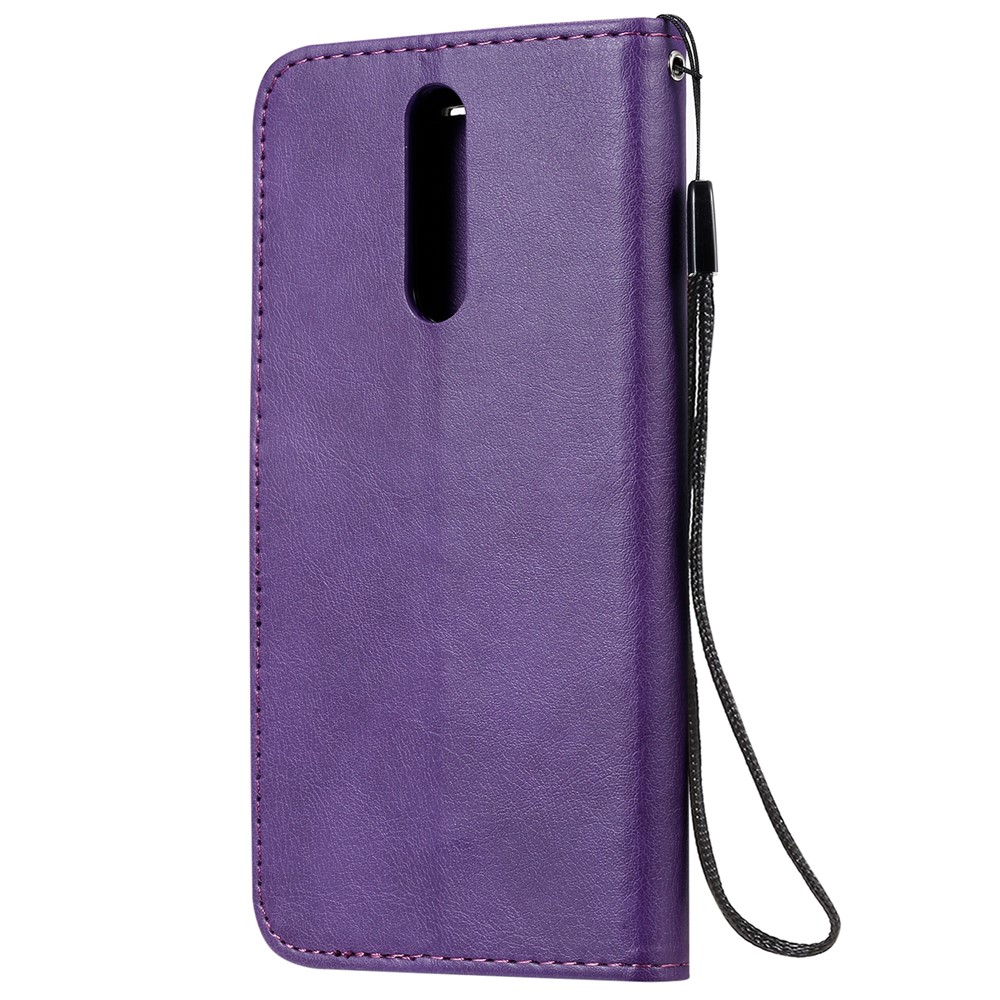 Pure Color Wallet Leather Shell Casing for Xiaomi Redmi 8 - Purple-3