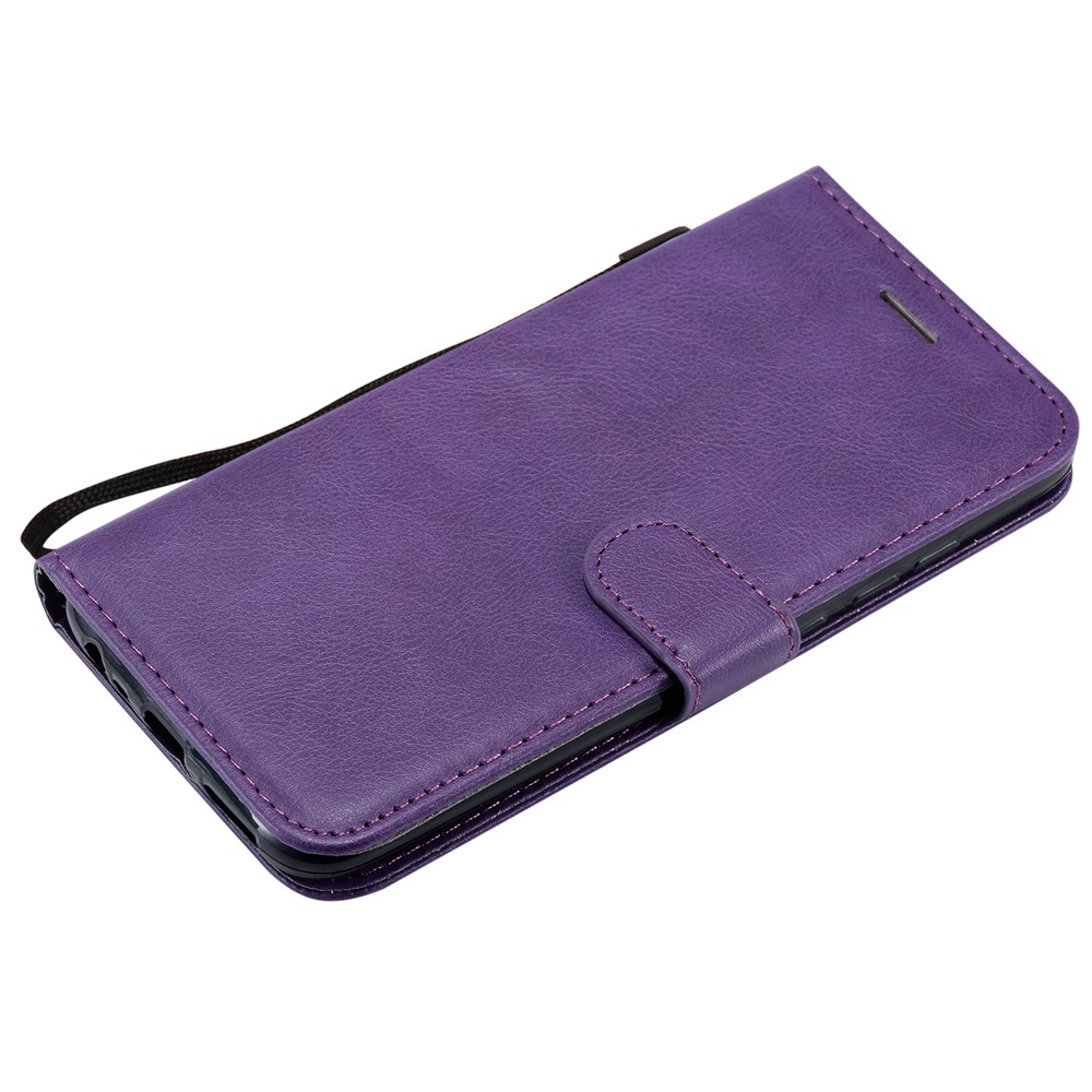 Pure Color Wallet Leather Shell Casing for Xiaomi Redmi 8 - Purple-5