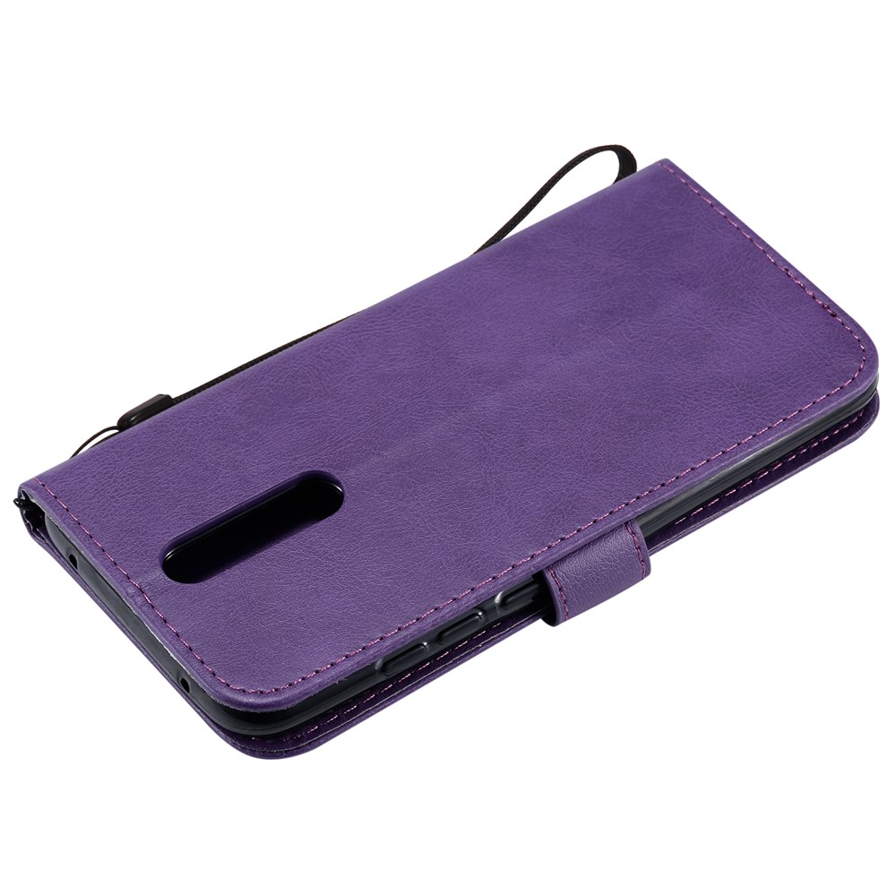 Pure Color Wallet Leather Shell Casing for Xiaomi Redmi 8 - Purple-6