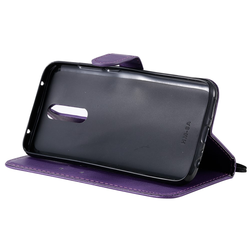 Pure Color Wallet Leather Shell Casing for Xiaomi Redmi 8 - Purple-7