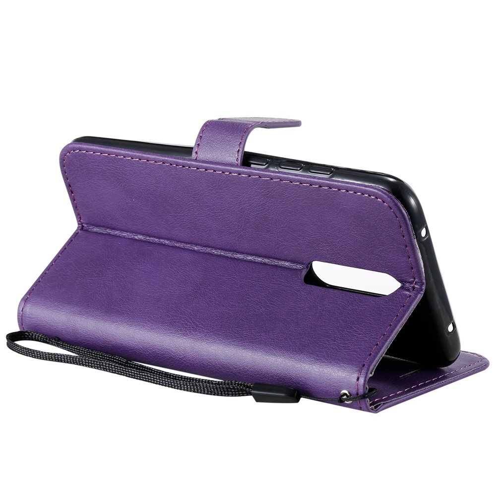 Pure Color Wallet Leather Shell Casing for Xiaomi Redmi 8 - Purple-8
