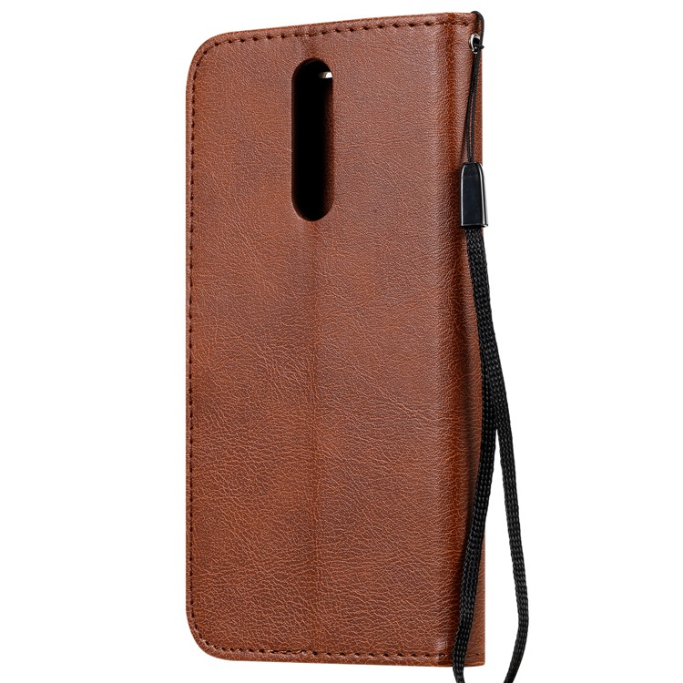 Pure Color Wallet Leather Shell Casing for Xiaomi Redmi 8 - Brown-3