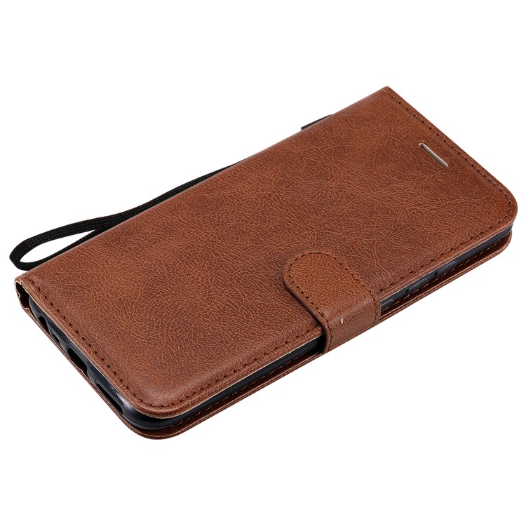 Pure Color Wallet Leather Shell Casing for Xiaomi Redmi 8 - Brown-5