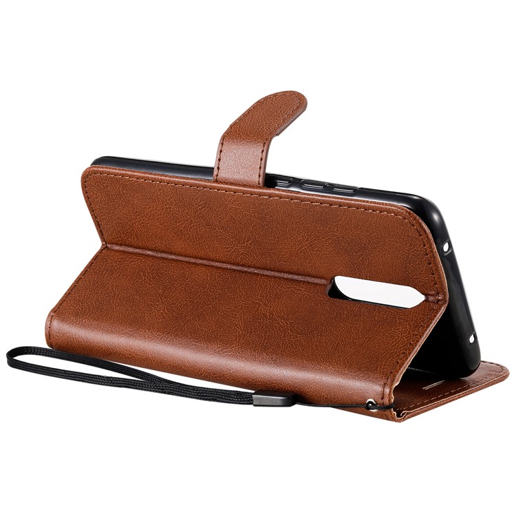 Pure Color Wallet Leather Shell Casing for Xiaomi Redmi 8 - Brown-8