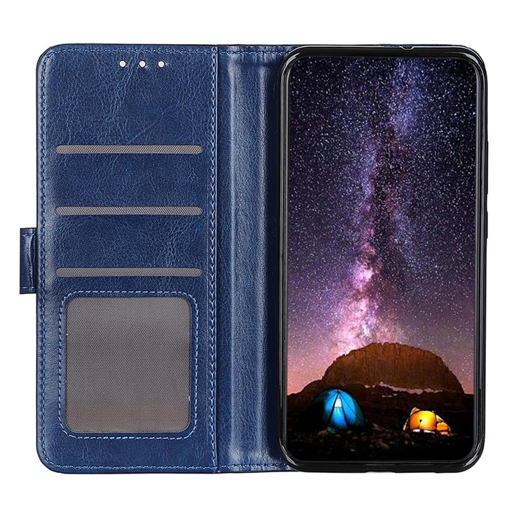 Crazy Horse Leather Phone Cell Wallet Case for Xiaomi Mi Note 10 - Blue-4