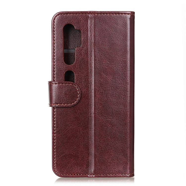 Crazy Horse Leather Phone Cell Wallet Case for Xiaomi Mi Note 10 - Brown-2