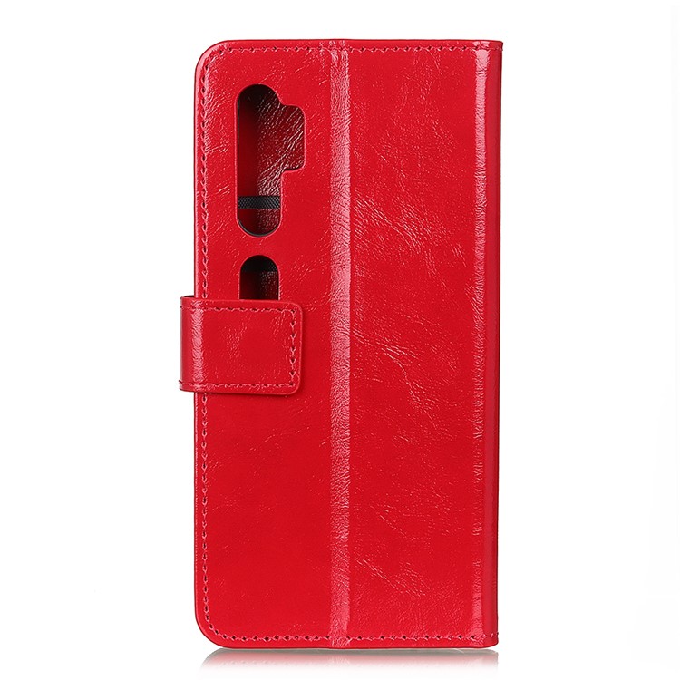 Crazy Horse Leather Wallet Case for Xiaomi Mi Note 10 - Red-2