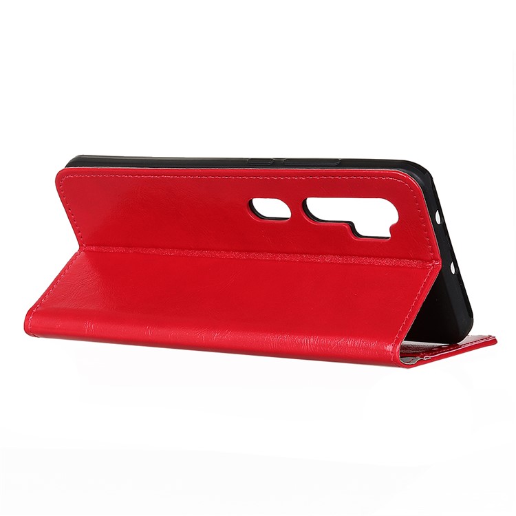Crazy Horse Leather Wallet Case for Xiaomi Mi Note 10 - Red-4
