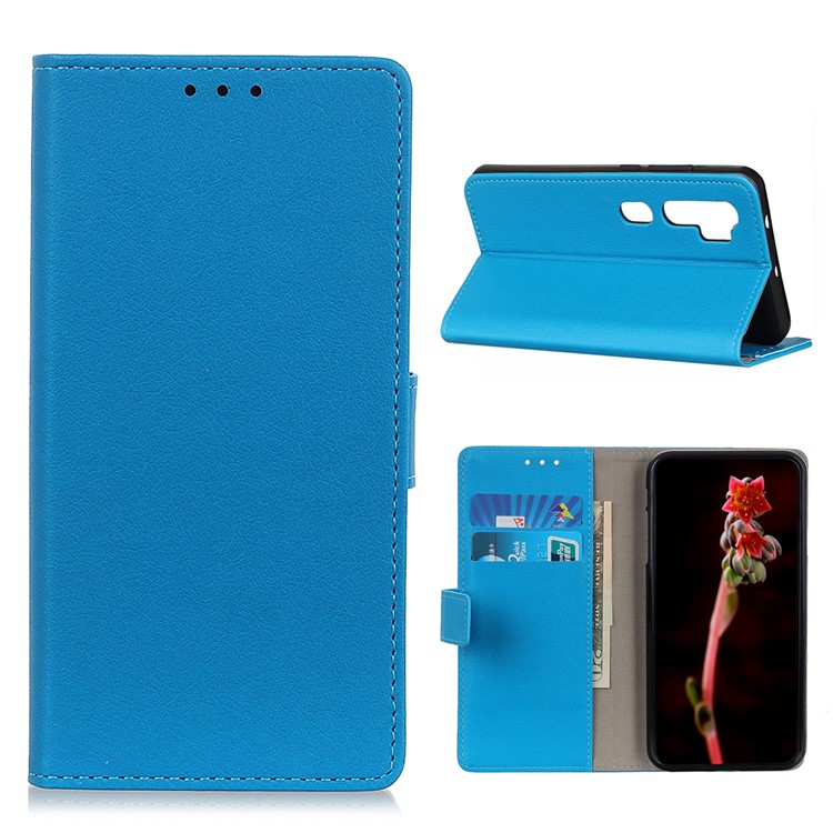 Wallet Leather Stand Phone Case for Xiaomi Mi Note 10 - Blue-1