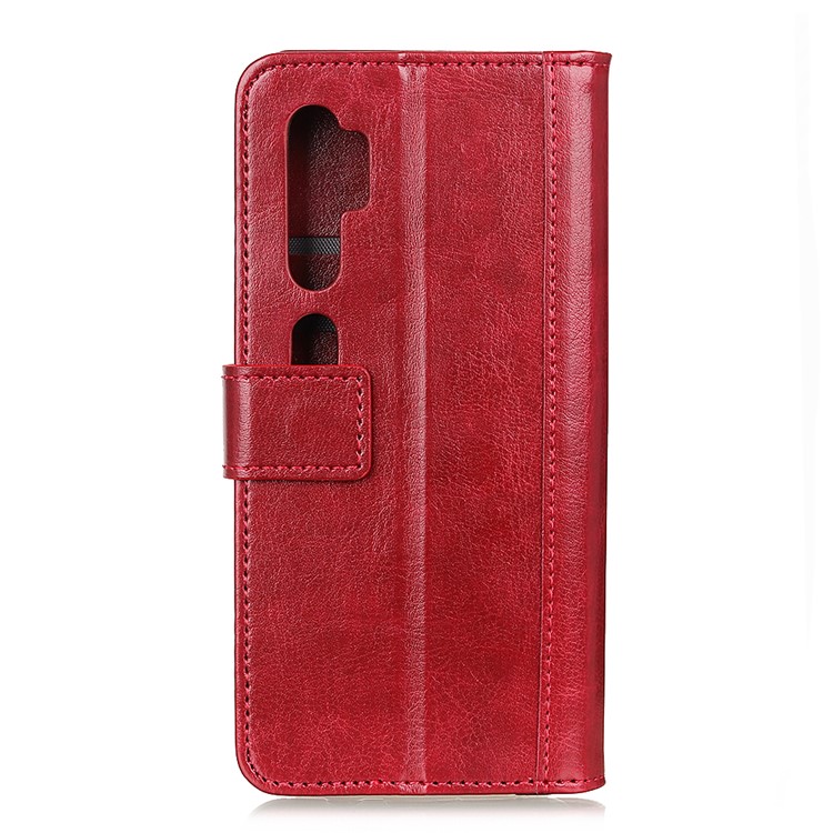 Rivet Decorated Crazy Horse Leather Wallet Case for Xiaomi Mi Note 10 - Red-3