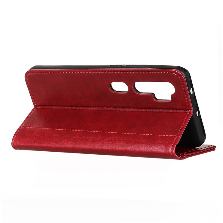 Rivet Decorated Crazy Horse Leather Wallet Case for Xiaomi Mi Note 10 - Red-4