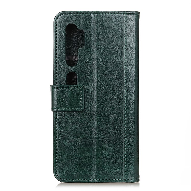 Rivet Decorated Crazy Horse Leather Wallet Case for Xiaomi Mi Note 10 - Green-3