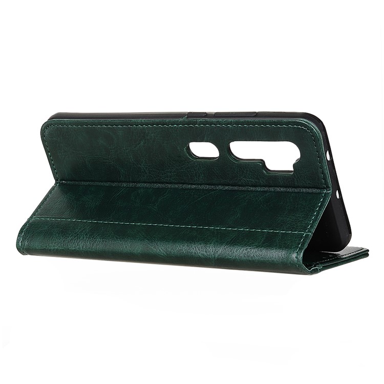 Rivet Decorated Crazy Horse Leather Wallet Case for Xiaomi Mi Note 10 - Green-4