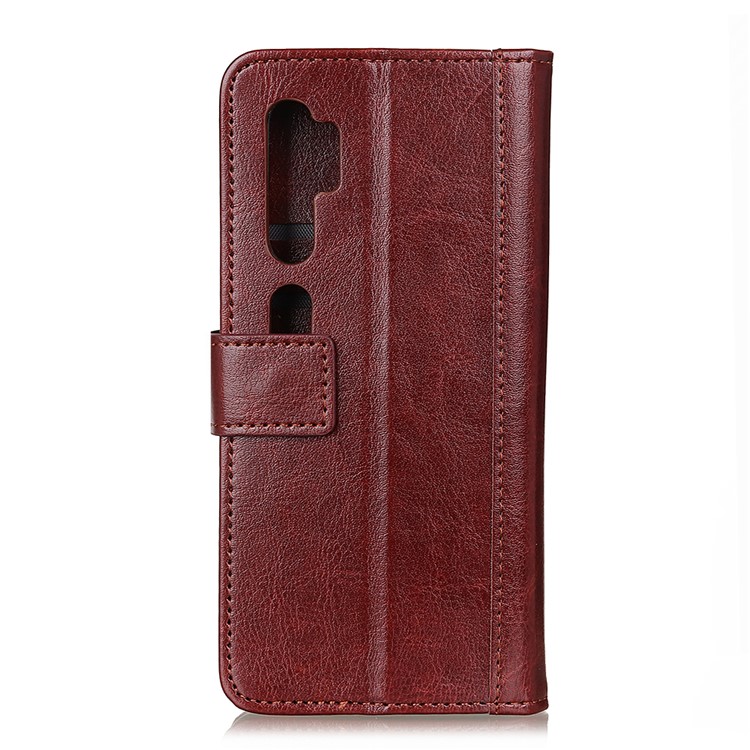 Rivet Decorated Crazy Horse Leather Wallet Case for Xiaomi Mi Note 10 - Brown-2