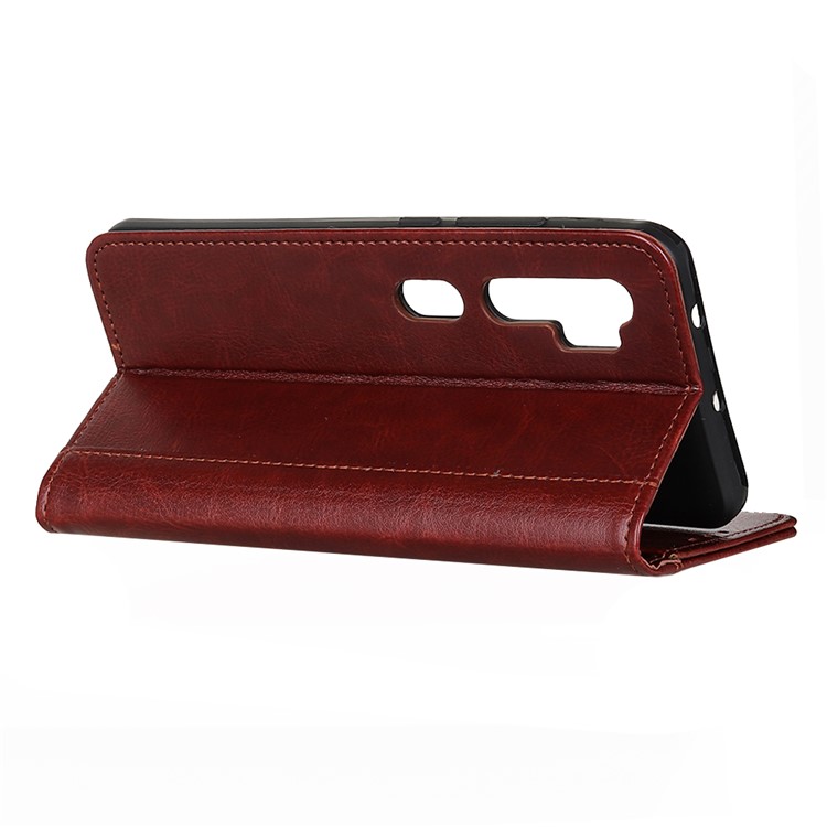 Rivet Decorated Crazy Horse Leather Wallet Case for Xiaomi Mi Note 10 - Brown-3