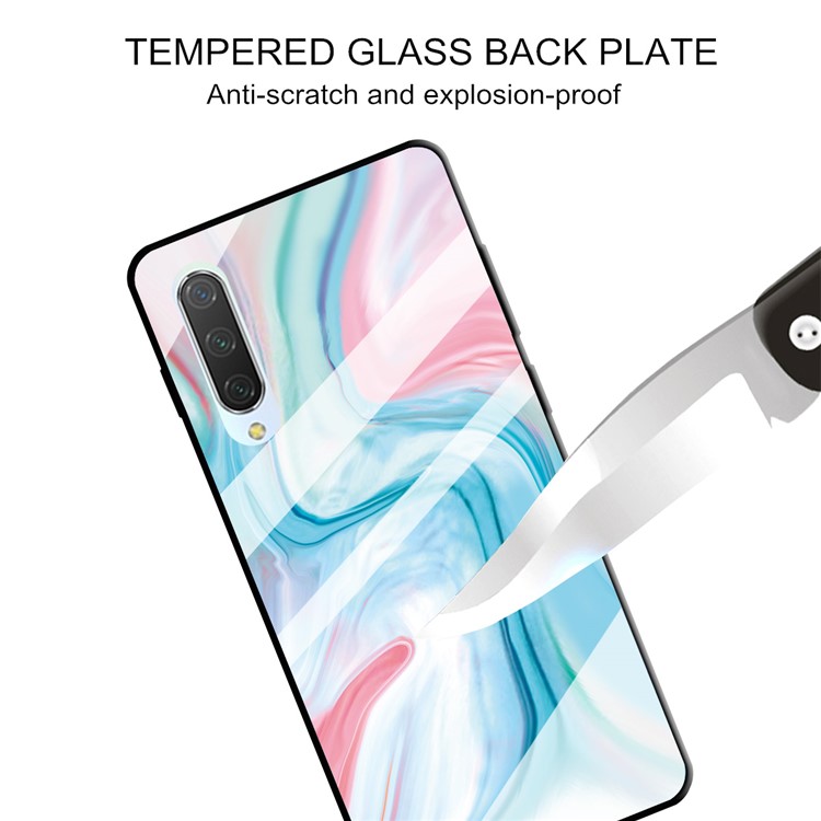 Textura De Mármore De Vidro Temperado Para Trás + Shell Híbrido TPU Para Xiaomi Mi Cc9e / Mi A3 - Estilo Um-2