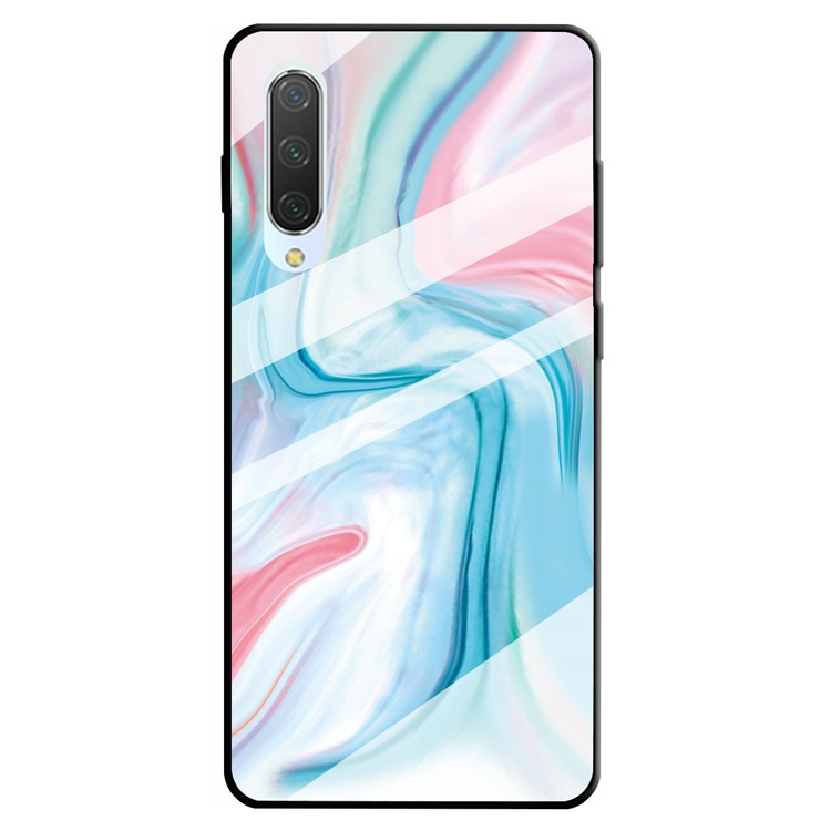 Textura De Mármore De Vidro Temperado Para Trás + Shell Híbrido TPU Para Xiaomi Mi Cc9e / Mi A3 - Estilo Um-5