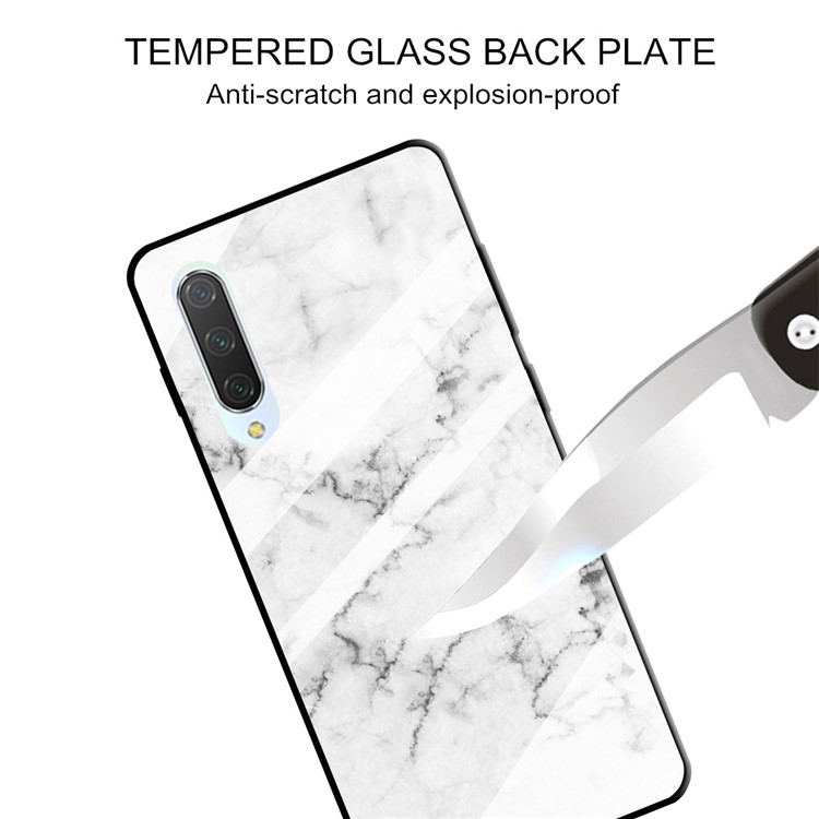 Marble Texture Tempered Glass Back + TPU Hybrid Shell for Xiaomi Mi CC9e / Mi A3 - Style E-2