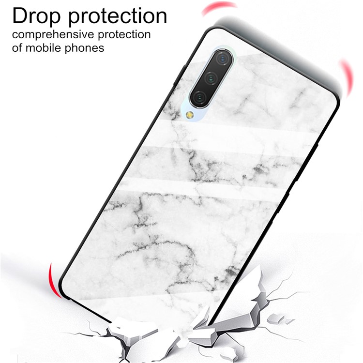 Marble Texture Tempered Glass Back + TPU Hybrid Shell for Xiaomi Mi CC9e / Mi A3 - Style E-3