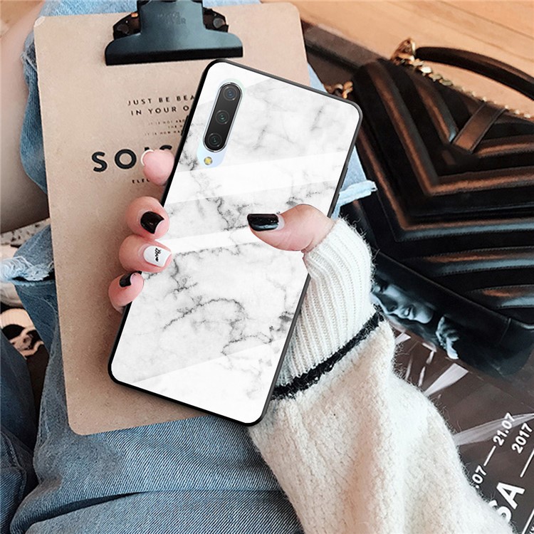Marble Texture Tempered Glass Back + TPU Hybrid Shell for Xiaomi Mi CC9e / Mi A3 - Style E-4