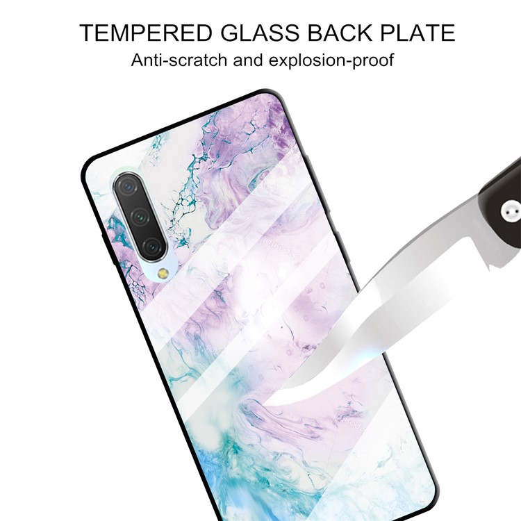 Marble Texture Tempered Glass Back + TPU Hybrid Shell for Xiaomi Mi CC9e / Mi A3 - Style H-2