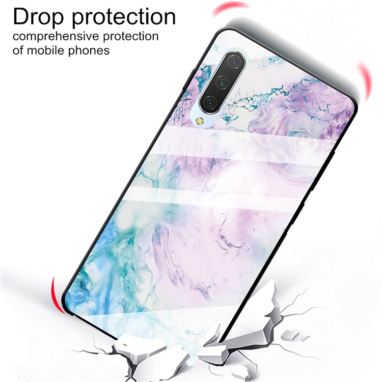 Marble Texture Tempered Glass Back + TPU Hybrid Shell for Xiaomi Mi CC9e / Mi A3 - Style H-3