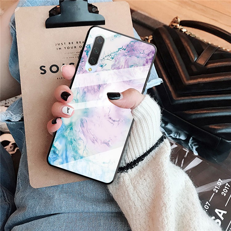 Marble Texture Tempered Glass Back + TPU Hybrid Shell for Xiaomi Mi CC9e / Mi A3 - Style H-4