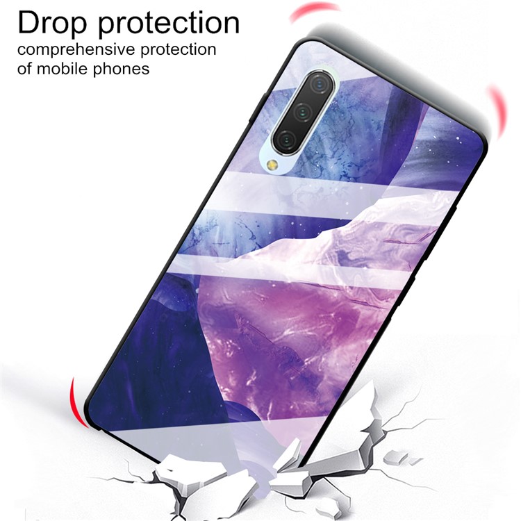 Marble Texture Tempered Glass Back + TPU Hybrid Shell for Xiaomi Mi CC9e / Mi A3 - Style K-3