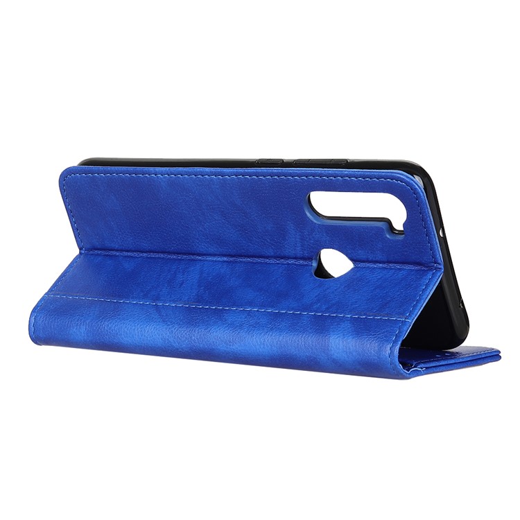 Auto-absorbed Litchi Texture Leather Cell Phone Case for Xiaomi Redmi Note 8T - Blue-4