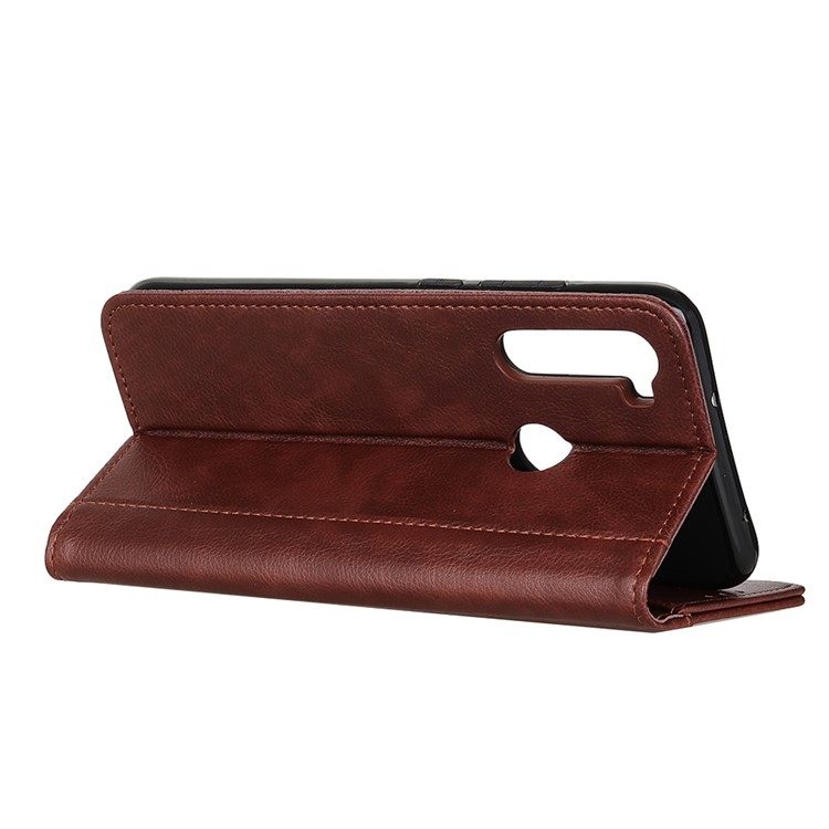 Auto-absorbed Litchi Texture Leather Cell Phone Case for Xiaomi Redmi Note 8T - Brown-4