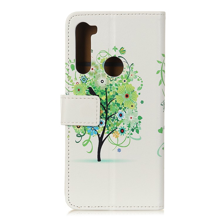 Pattern Printing PU Leather Wallet Stand Phone Cover for Xiaomi Redmi Note 8T - Green Tree with Birdcage-2