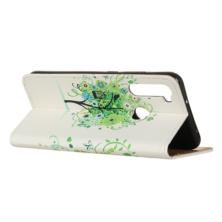 Pattern Printing PU Leather Wallet Stand Phone Cover for Xiaomi Redmi Note 8T - Green Tree with Birdcage-3