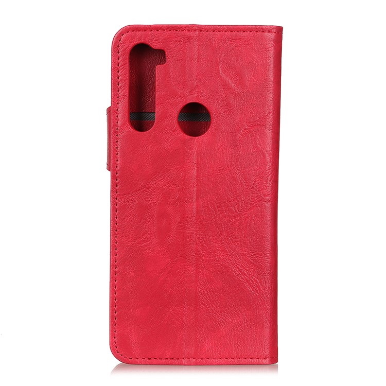 S Shape Crazy Horse Wallet Leather Cellphone Case for Xiaomi Redmi Note 8T - Red-3