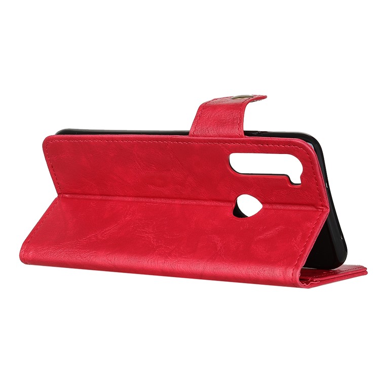 S Shape Crazy Horse Wallet Leather Cellphone Case for Xiaomi Redmi Note 8T - Red-4