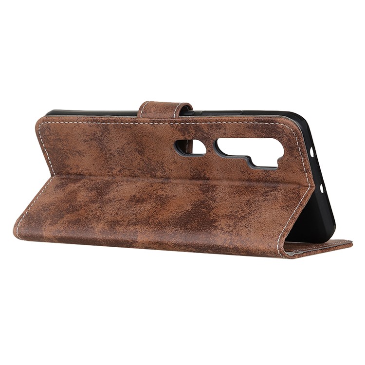 Retro Leather Wallet Stylish Case Cover for Xiaomi Mi Note 10/Mi CC9 Pro - Coffee-4