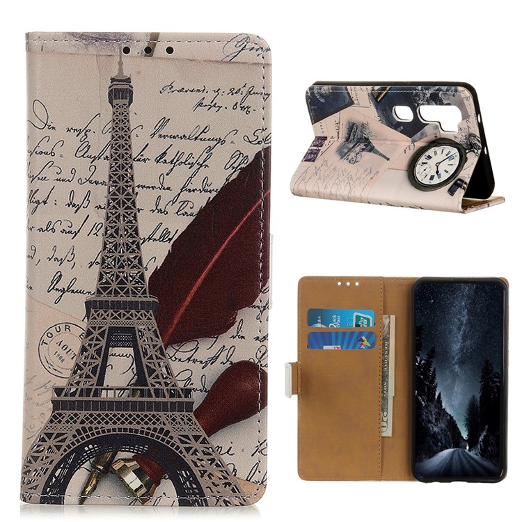 Pattern Printing PU Leather Wallet Stand Phone Case for Xiaomi Mi Note 10/CC9 Pro - Eiffel Tower and Letters-1