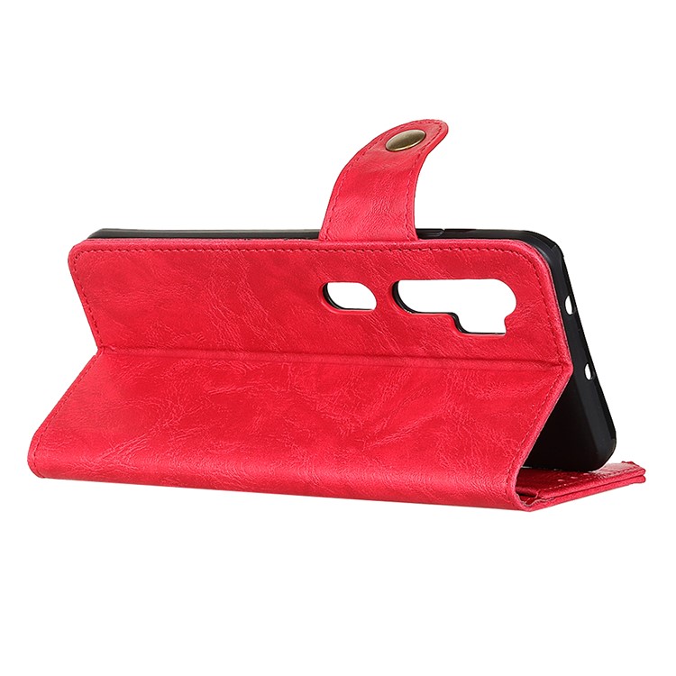S Shape Crazy Horse Skin Wallet Leather Casing for Xiaomi Mi Note 10/Mi CC9 Pro - Red-4