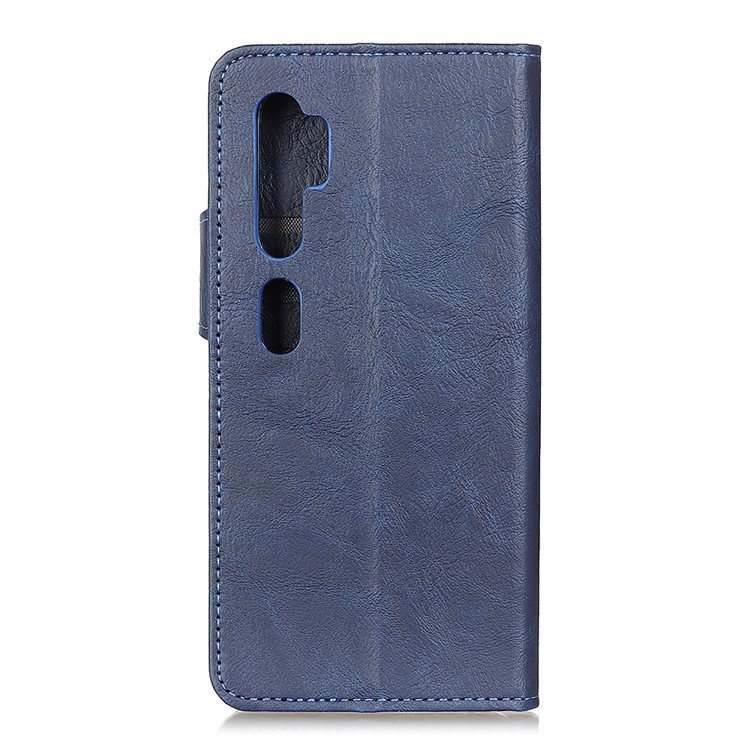 S Shape Crazy Horse Skin Wallet Leather Casing for Xiaomi Mi Note 10/Mi CC9 Pro - Blue-3