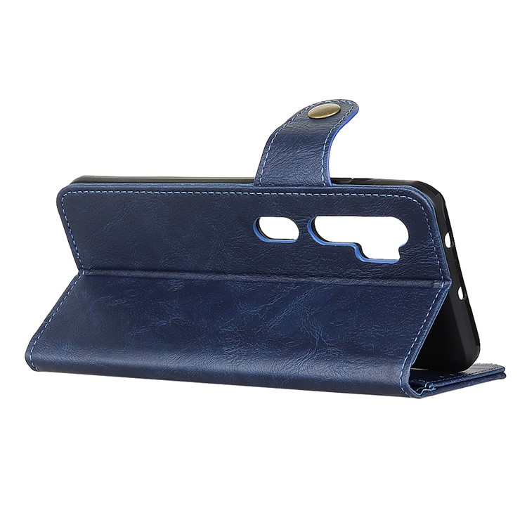 S Shape Crazy Horse Skin Wallet Leather Casing for Xiaomi Mi Note 10/Mi CC9 Pro - Blue-4