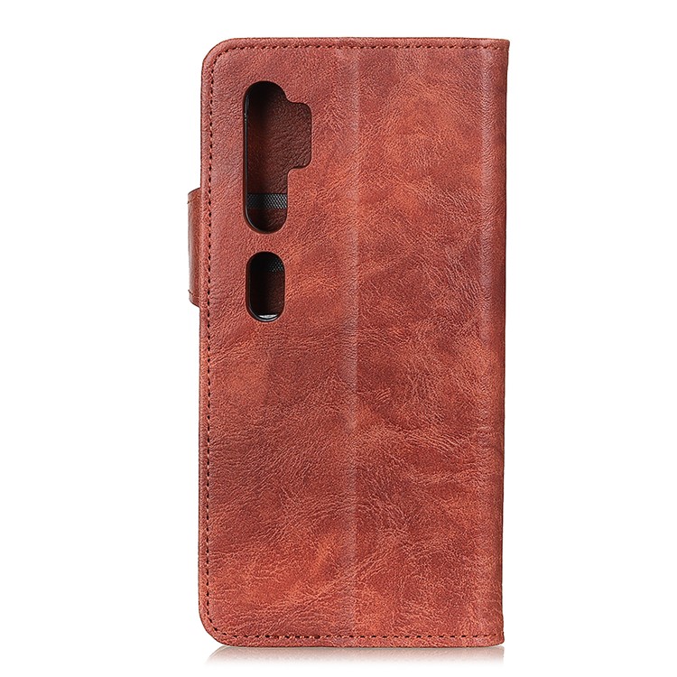 S Shape Crazy Horse Skin Wallet Leather Casing for Xiaomi Mi Note 10/Mi CC9 Pro - Brown-3