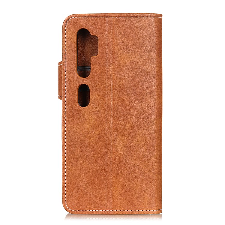 S-shape PU Leather Wallet Cover for Xiaomi Mi Note 10/Mi CC9 Pro - Brown-3