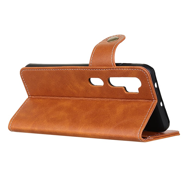 S-shape PU Leather Wallet Cover for Xiaomi Mi Note 10/Mi CC9 Pro - Brown-4